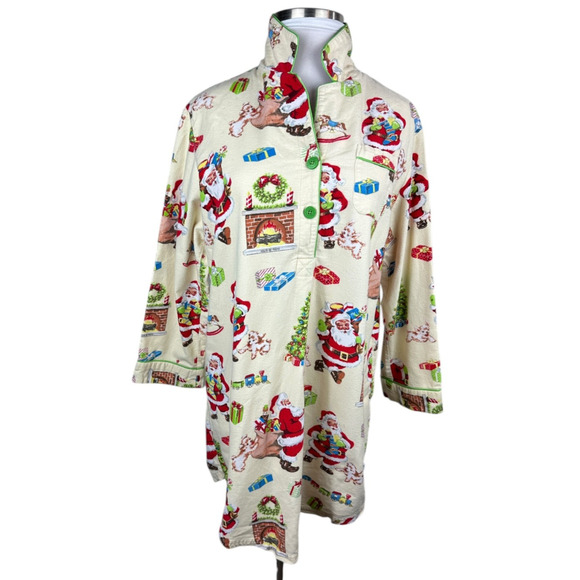 Nick & Nora Christmas Santa Themed Flannel Cotton Nightgown Holiday PJ's XXL - Picture 7 of 14